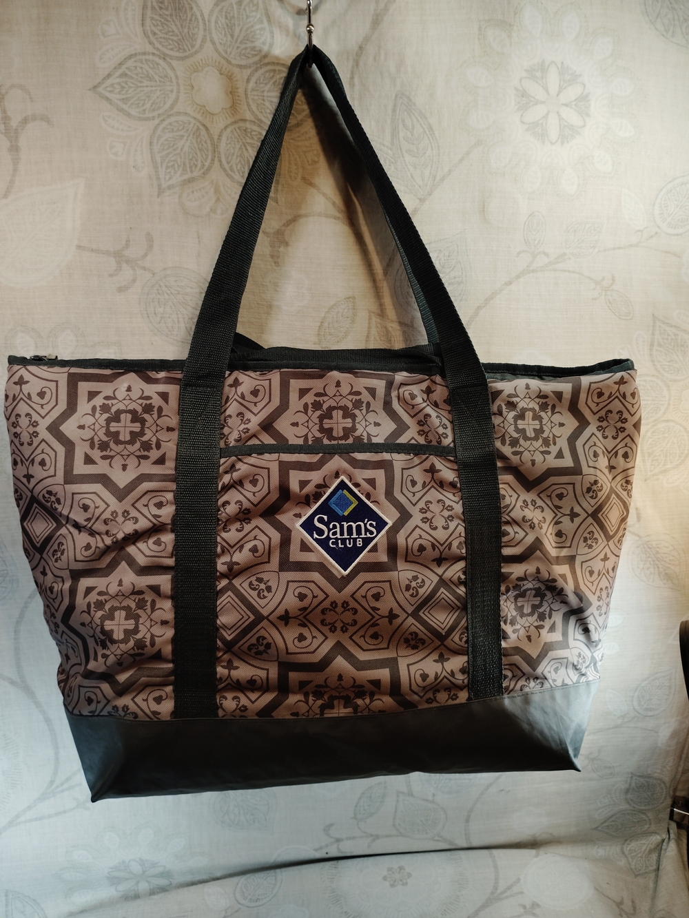 Sam's Club Members Mark Gray Patterned  Jumbo Insulated Tote Bag w/ Black Trim